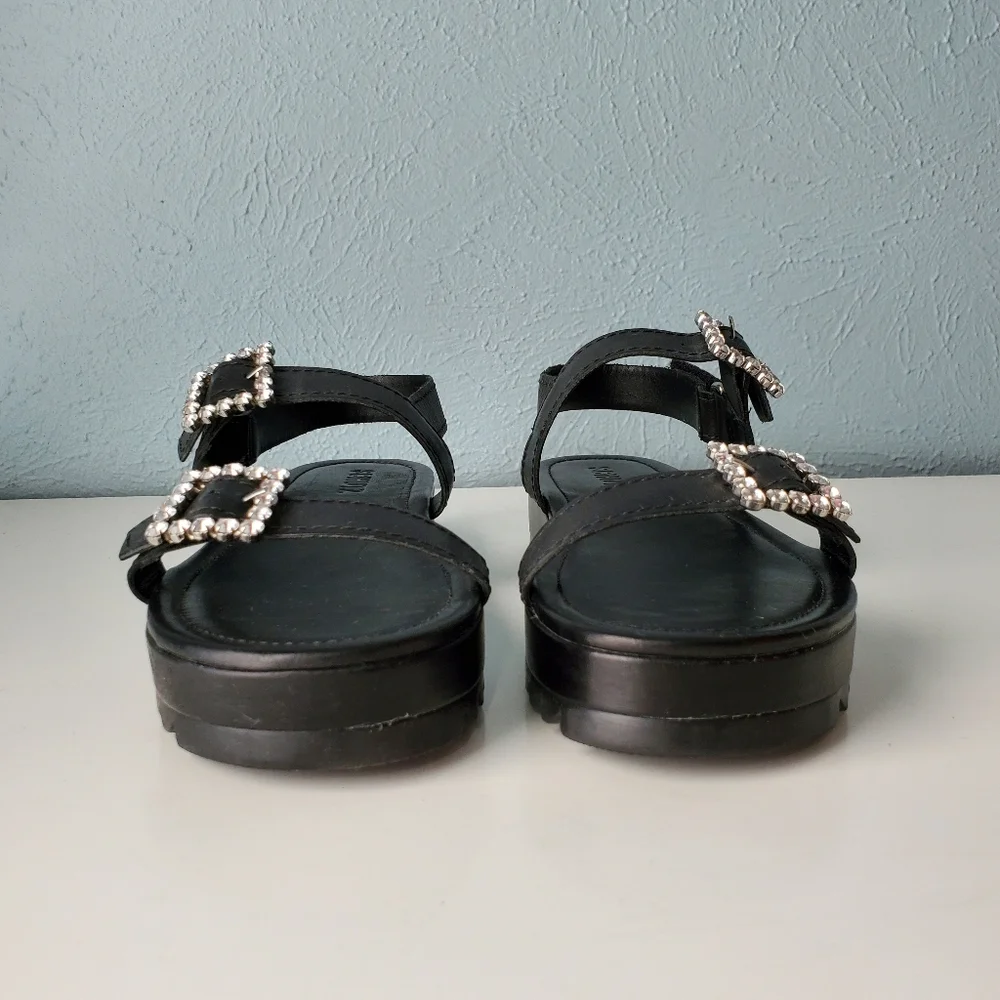 NEW Schutz Ruth Platform Sandals 90's Y2K Grunge Rhinestone Buckles Leather - Picture 2 of 8